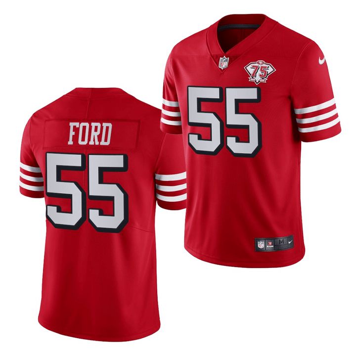 Men San Francisco 49ers #55 Dee Ford Red Nike 75th Anniversary Throwback Limited NFL Jersey
